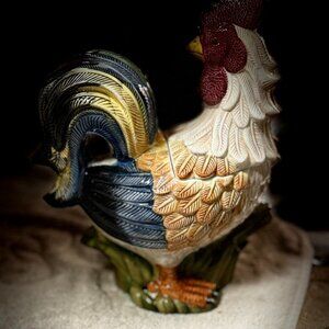 1990's Vintage Vividly Colored Farmhouse Rooster Cookie Jar $50